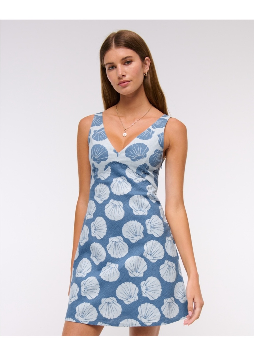 Abercrombie & Fitch V-Neck Linen-Blend Mini Dress